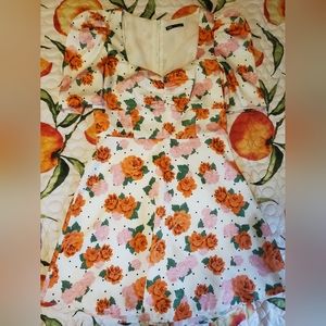 Zara Floral Puff Sleeve Dress sz M